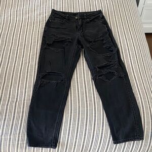 American Eagle Outfitters Women's Black Ripped Skinny Jeans